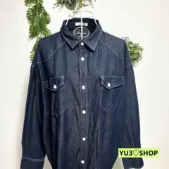 チョコルラフィーネ・長袖シャツ メンズ ダークブルーデニム 綿100% F