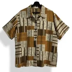 貴重【VINTAGE】80s 90s パネルデザイン ビンテージポリシャツ 古着