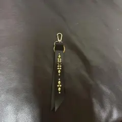 ブラックレザー ゴールドスタッズ ウォレットチェーン