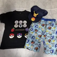 ポケモン 半袖 Tシャツ ハーフパンツ 120cm 帽子 3点セット