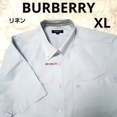✨️超美品✨️BURBERRY バーバリー半袖シャツ　XL　リネン　ボタンダウン