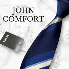 【美品】JOHN COMFORT ジョンコンフォート　ネクタイ　ストライプ　青