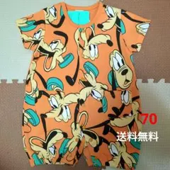 プルート柄ロンパース 70cm オレンジ