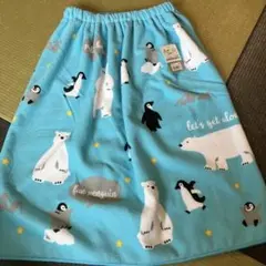 新品　ラップタオル　巻きタオル　白クマ&ペンギン　60㎝丈