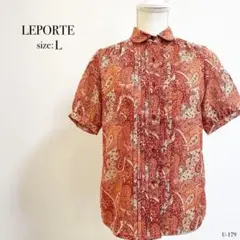☆美品☆ LEPORTE ペイズリー柄 半袖シャツ Lサイズ レポルテ