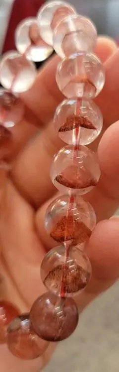 ！縁起の良い水晶　赤富士幻影水晶　レッドファントムブレスレット11㎜