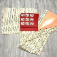 【F78】洗える着物 小紋 袷 化繊 生成 青 緑 単品販売 着付練習などに