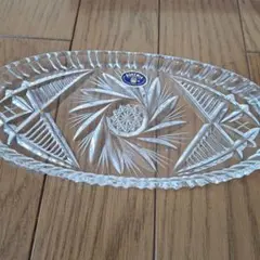 BOHEMIA カットクリスタル皿 楕円形 約30cm x 20cm