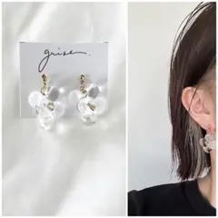 564 クリア　ホワイト　ピアス　イヤリング　ハンドメイド