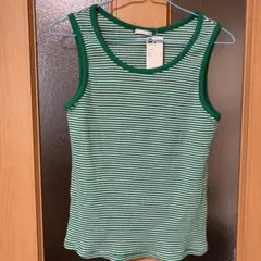 新品　GＵタンクトップ（ボーダー）グリーン