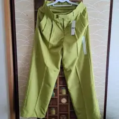 GU レディース ローウエストレートパンツ L グリーン