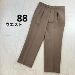 【美品】メンズスラックスパンツ・ツータック・モカブラウン・ウエスト88
