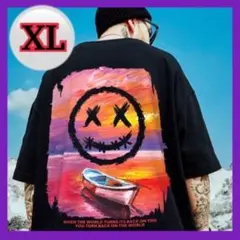 黒 Tシャツ バックプリント XLサイズ ユニセックス 半袖