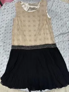 ノースリーブワンピース ベージュと黒