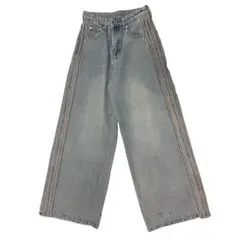スリーストライプ　ワイドデニムパンツ　otto.seoul S