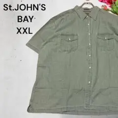 【人気古着】St.JOHN'S BAY ワークシャツ カーキ XXL ゆったり