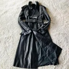 漢の戦闘服✨美品 レザートレンチコート 2WAY ダブル 艶感 黒 L 大きめ