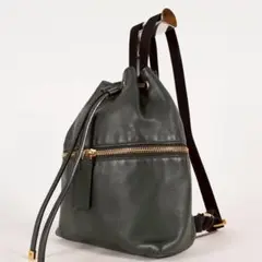 【極美品✨】マルニ バックパック 巾着型 レザー ダークグリーン
