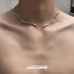 y2k Wave born silver short necklace 深水光太