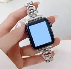 新品　Apple Watch用シルバーハートバンド