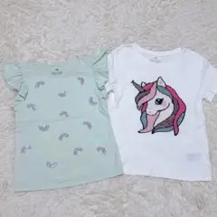 【大人気！】H&M エイチアンドエム 女の子 スパンコールTシャツ 2枚セット