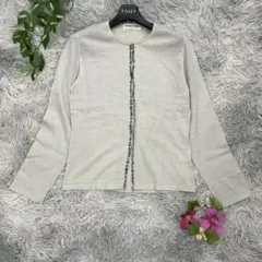 【GEORGES RECH】ビジューカーディガン (38) ウール グレー 美品