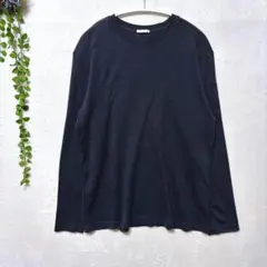 F1014ジーユー✤良品✤長袖Tシャツ ロンT メンズMダークグレー無地シンプル