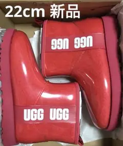 UGG クラシッククリアミニ　ハイビスカスピンク　ムートン　防水　レインブーツ