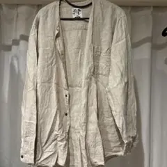 Hアッシュ古着　リメイク　アイボリー ボタンシャツ