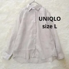 【UNIQLO】リネン100％ 長袖シャツ　ベージュ　着用少なめ・美品　L