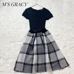 M'S GRACY エムズグレイシードッキング ワンピース リボン ニット