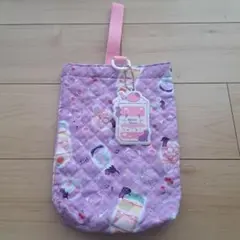 パープル キルティング シューズ バッグ 猫柄