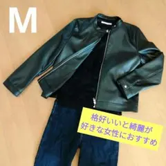 レディースM イッカikkaレザー風ライダースジャケットシンプル上着韓国人気