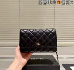 CHANEL ブラック レザー ショルダーバッグ