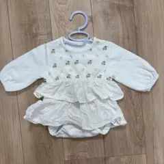 ホワイトロンパース フリル付き