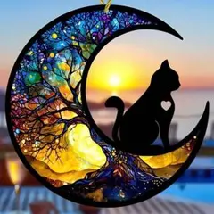新品　サンキャッチャー　猫　インテリア　飾り ステンドグラス風　風水　開運　幸運