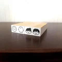 木製スタンプ4個セット 手帳 日記 アイコン 女の子 男の子 スマイル ポテト