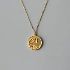 「美品」金色の波立体18 k鎖骨ネックレス。12