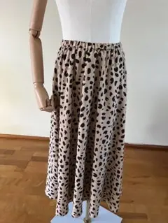 ヒョウ柄ロングスカート ゴムウエスト