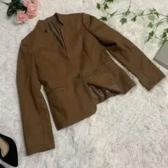 【美品】ウールジャケット ボタン1 ブラウン Mサイズ