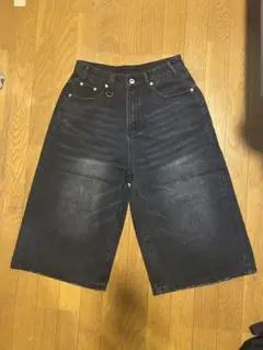 Used Black Denim Baggy Shorts Jorts