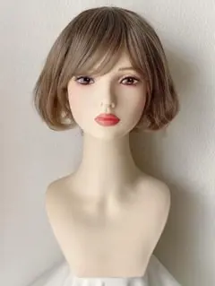 新品　フルウィッグ　ボブ　ショート　ミルクティーミックス　耐熱　ウィッグ