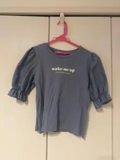 ブルー パフスリーブ Tシャツ wake me up