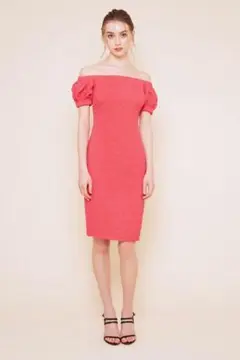 TADASHI SHOJI レッド オフショルダー タイトドレス