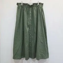 シーイン　ロングフレアスカート　XL　大きいサイズ　薄手　ウエストゴム　カーキ