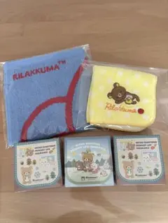 リラックマ　ノベルティ　付箋　 ポップアップポストイット3個　タオル　ハンカチ
