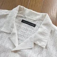 ナノユニバース ワイドレースシャツ 半袖 ホワイト