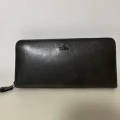 黒 レザー 長財布 ファスナー付き