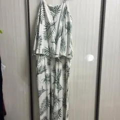 海辺　ハワイ海外最高 葉柄プリント セットアップパンツ　フリーサイズ
