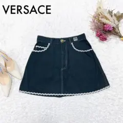 VERSACE ヴェルサーチ スカート ブラックデニム メドゥーサ 40